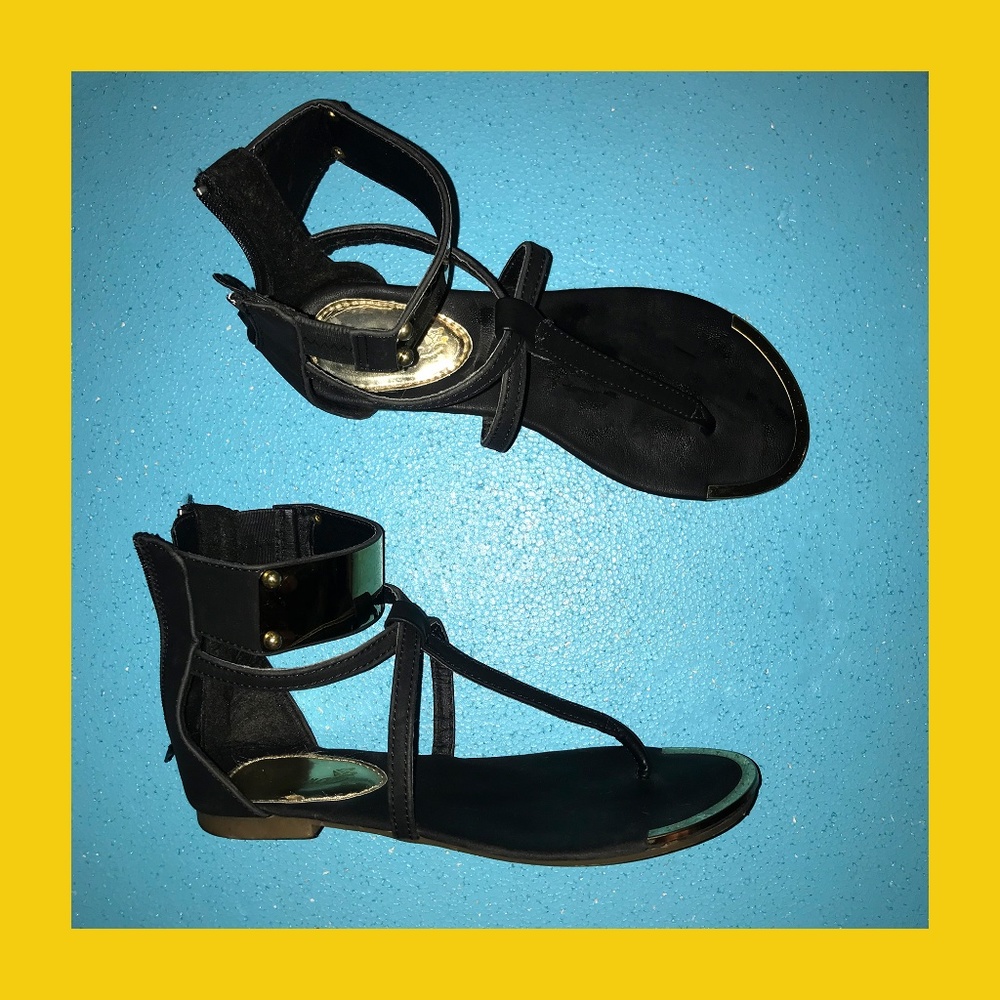 Black Sandals with Gold Cuffs sz. 6